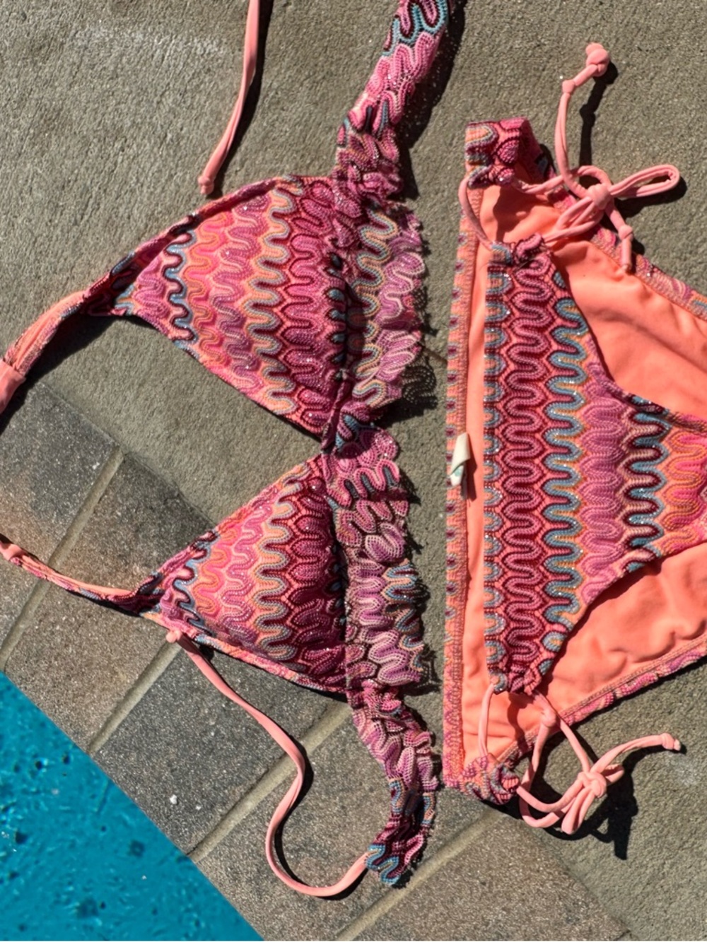 Hobie Pink Coral Patterned Triangle Bikini Set